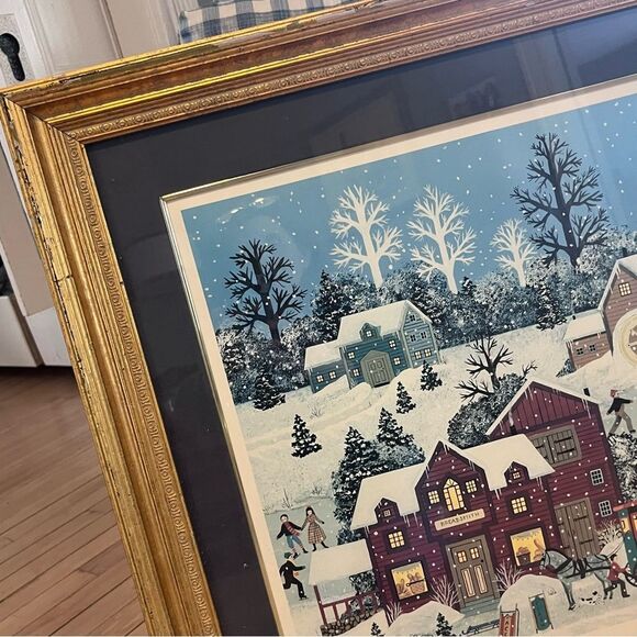 Jane Wooster Scott Pencil Signed Lithograph Custom Framed A Winter Long Ago - Picture 2 of 9